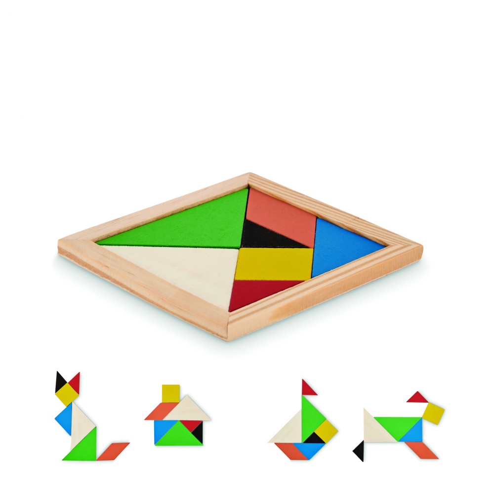Logo trade liikelahja mainoslahja tuotekuva: Tangram-palapeli puusta